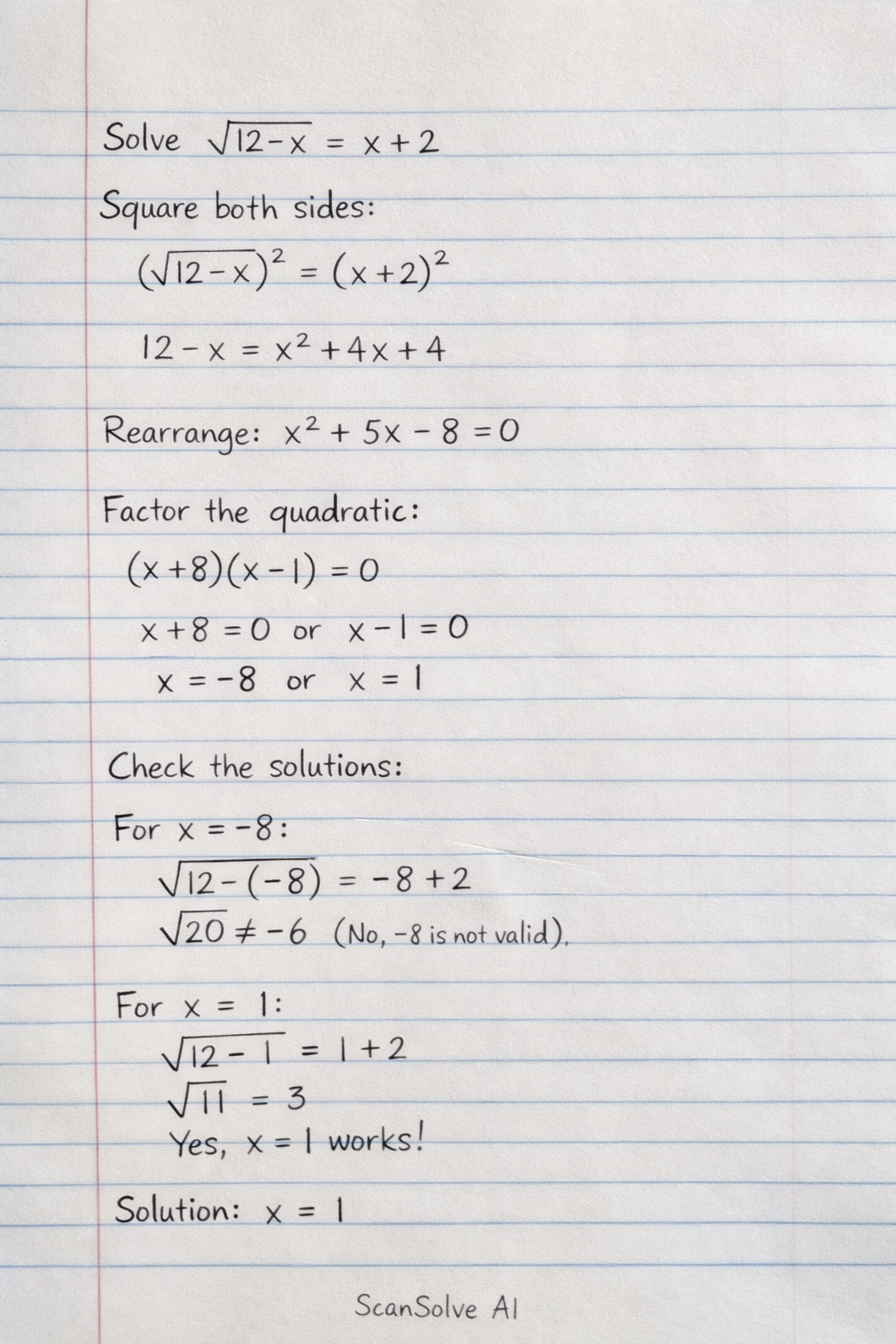 Handwritten step-by-step solution preview