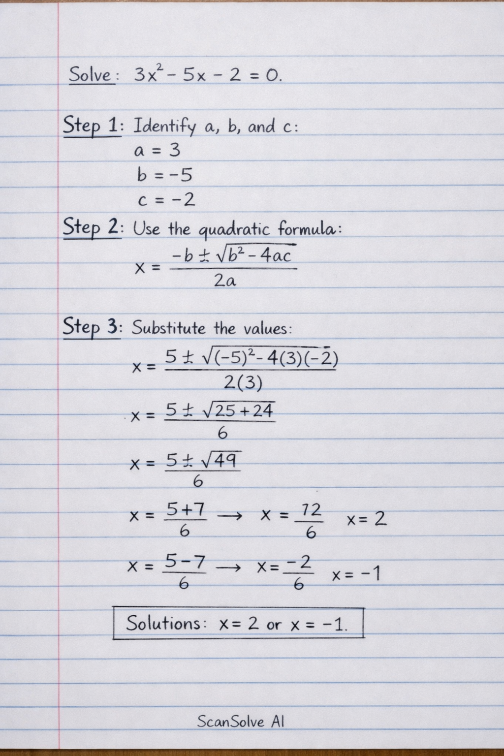 Handwritten step-by-step solution preview