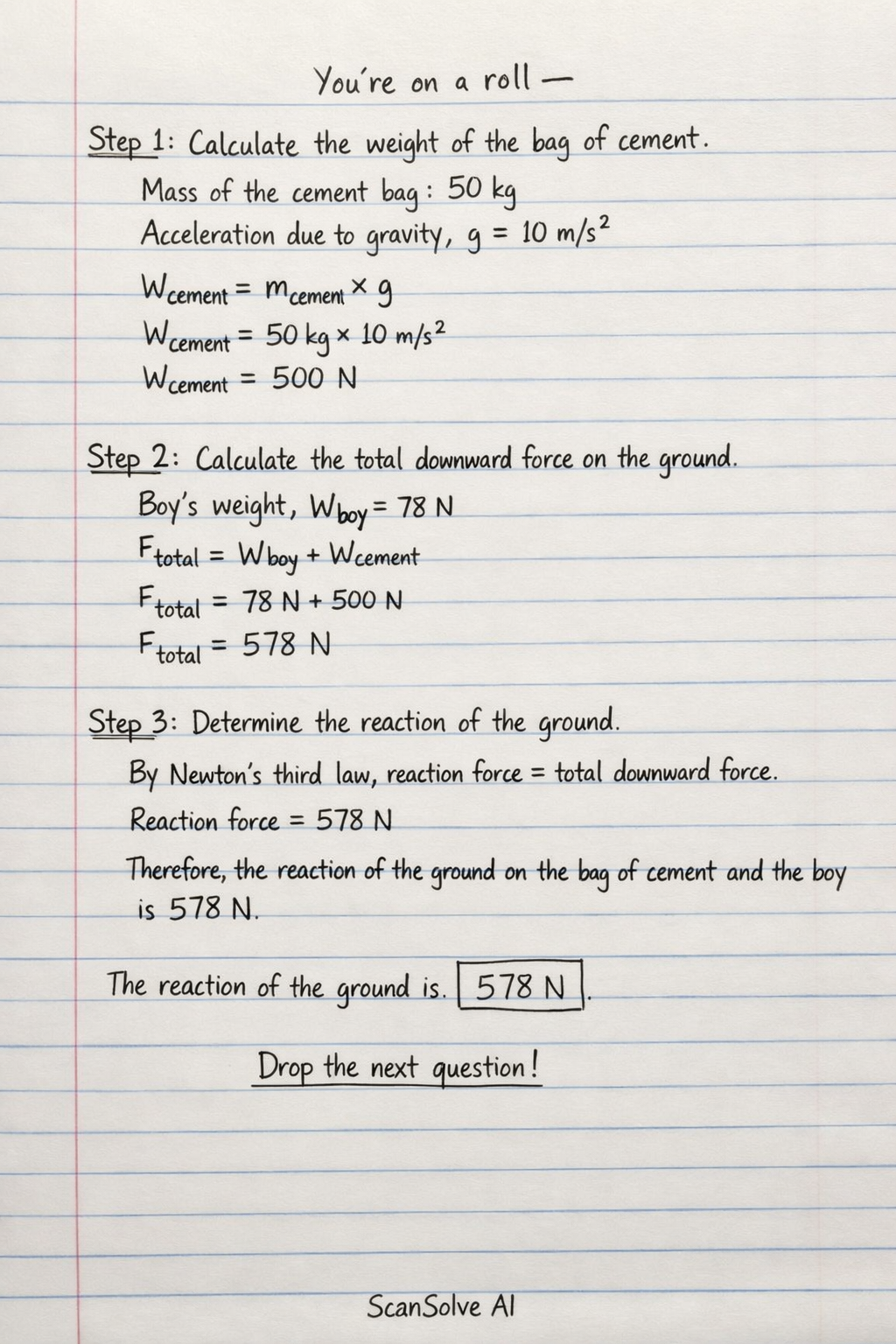 Handwritten step-by-step solution preview