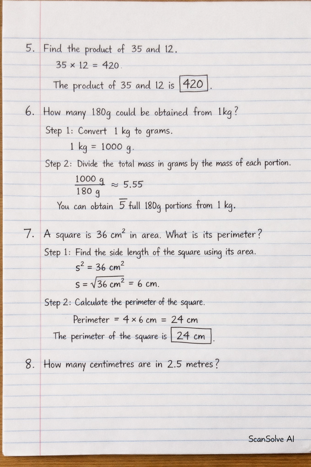Handwritten step-by-step solution preview