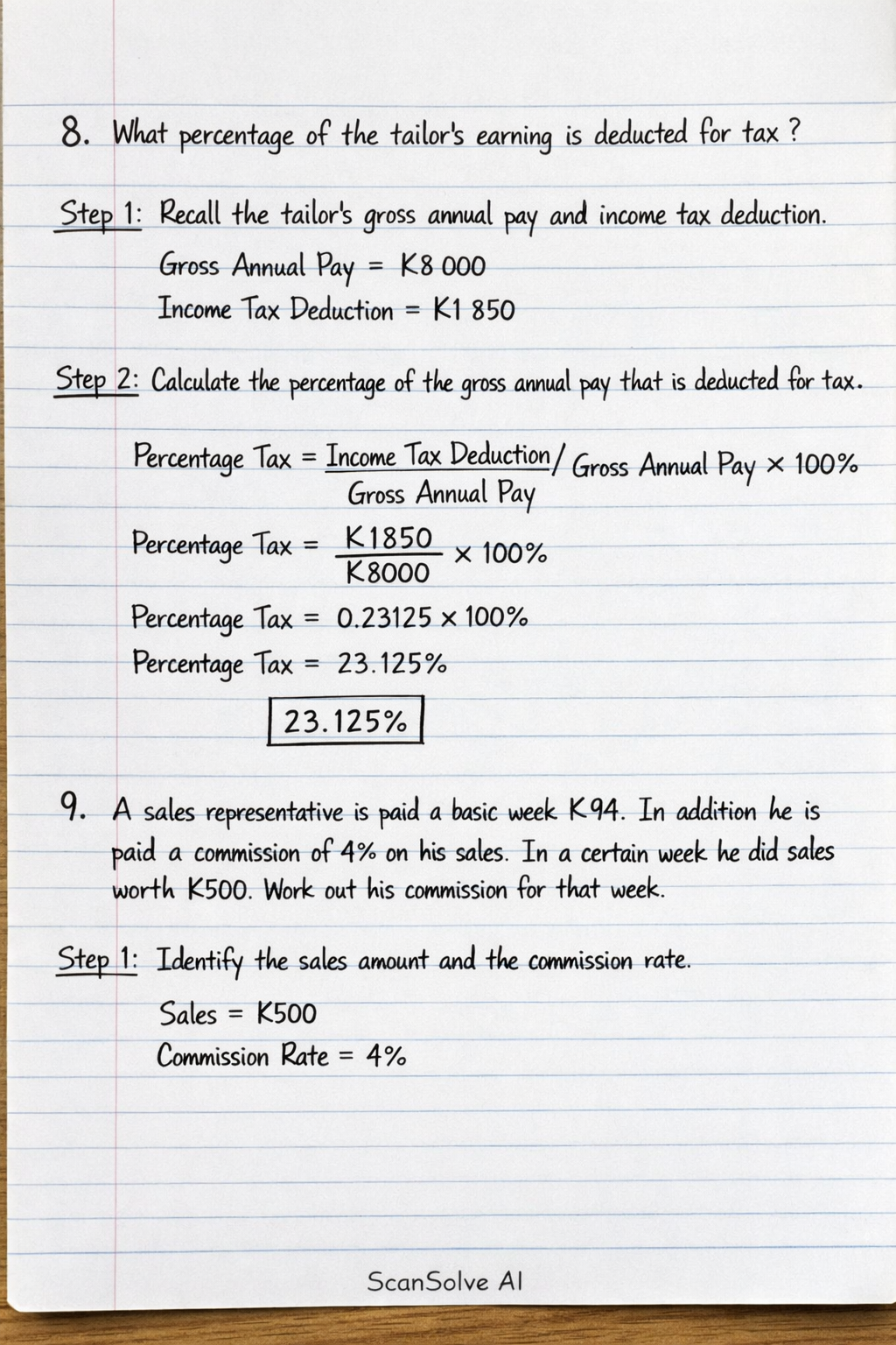 Handwritten step-by-step solution preview