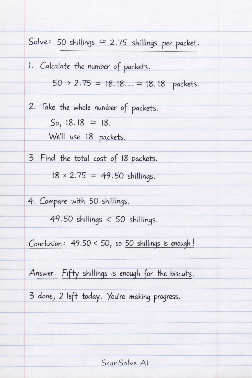Handwritten step-by-step solution preview