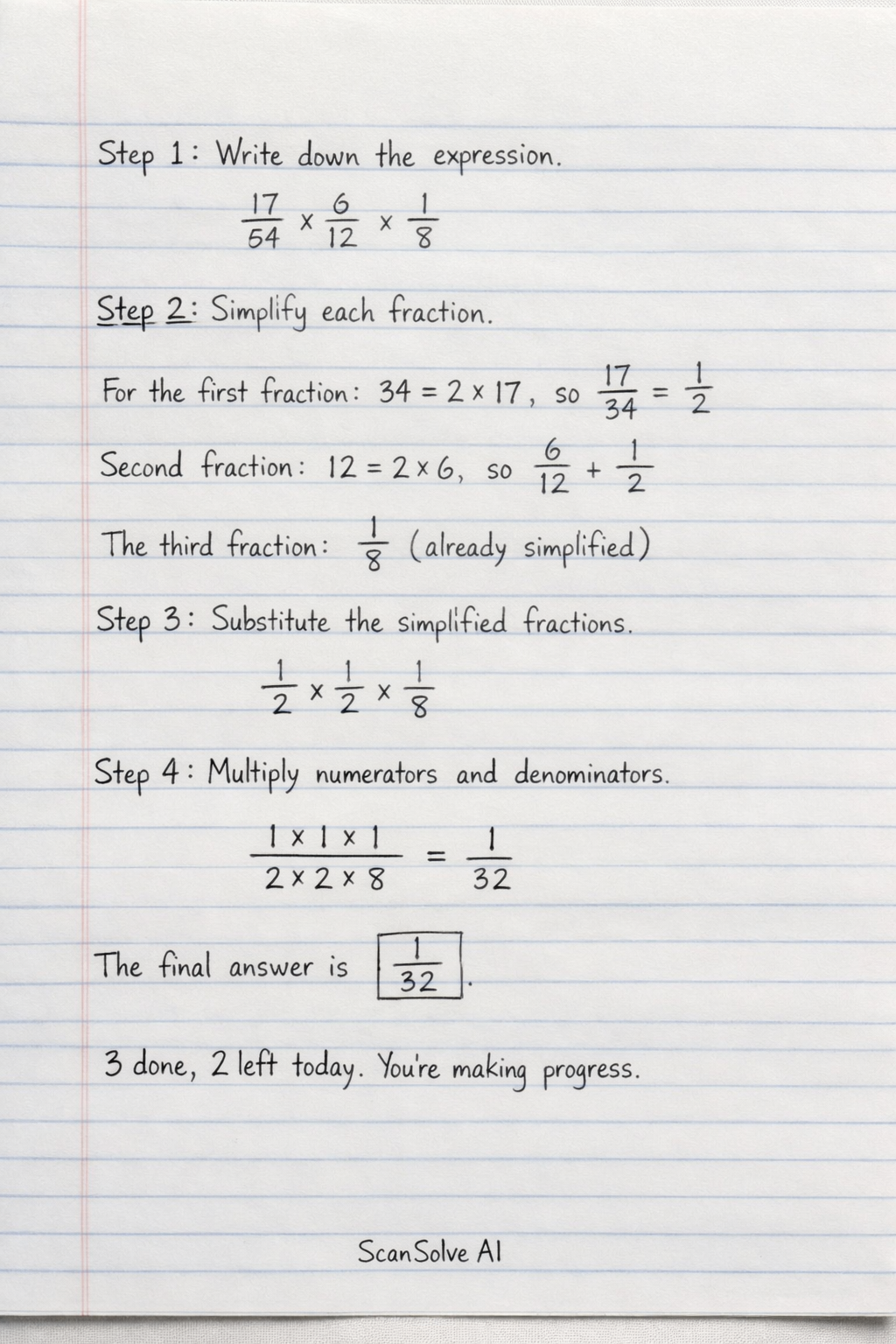 Handwritten step-by-step solution preview