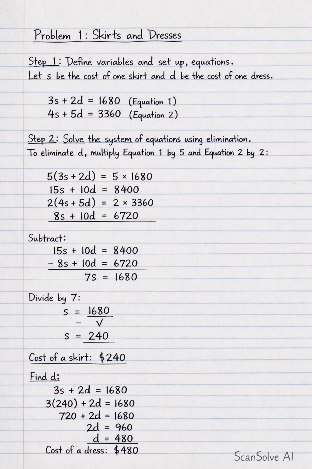 Handwritten step-by-step solution preview