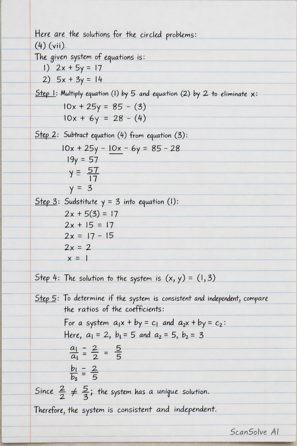 Handwritten step-by-step solution preview
