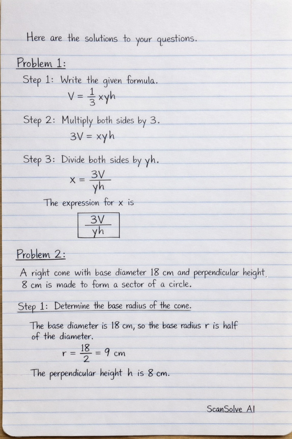 Handwritten step-by-step solution preview
