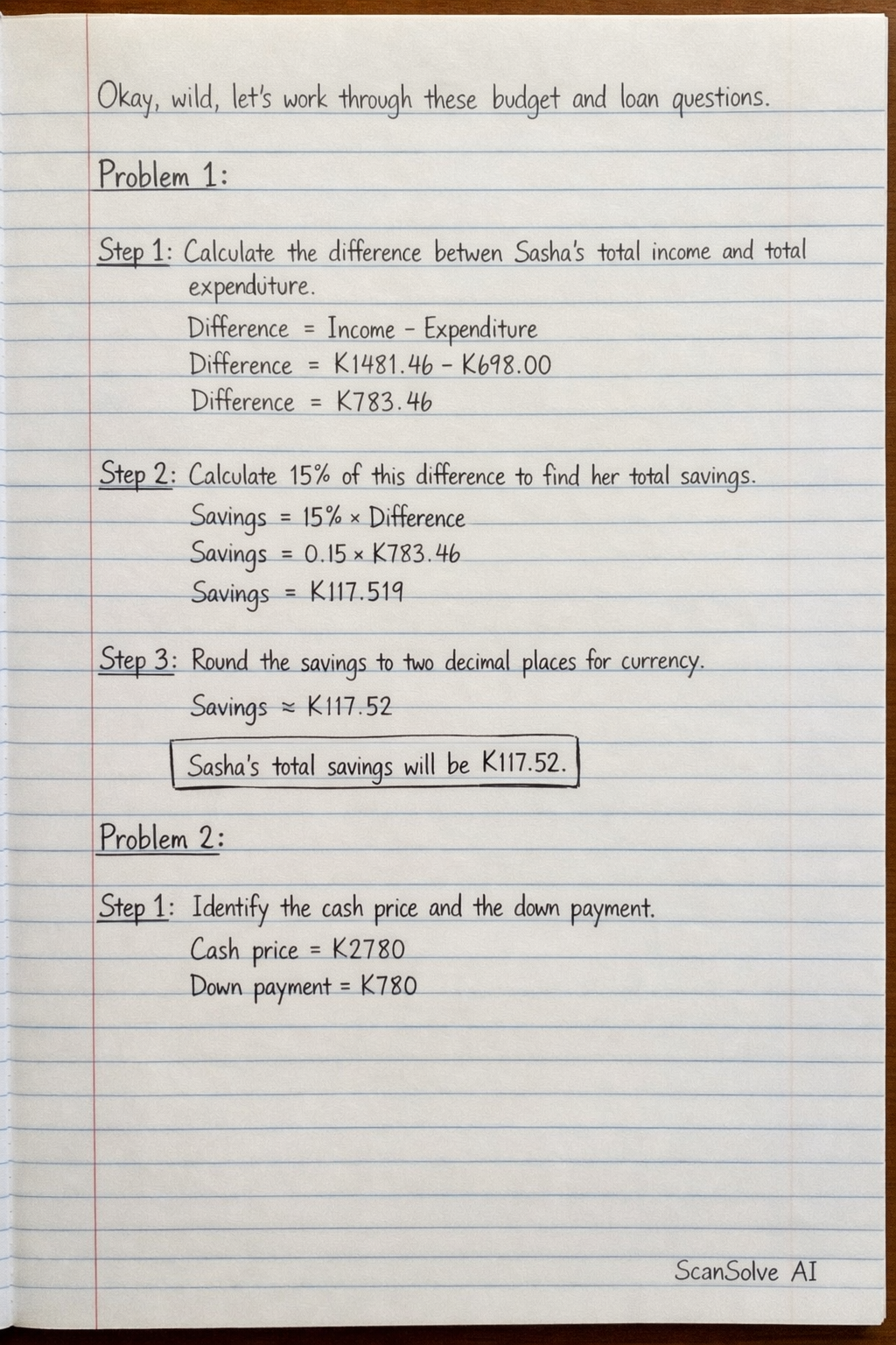 Handwritten step-by-step solution preview