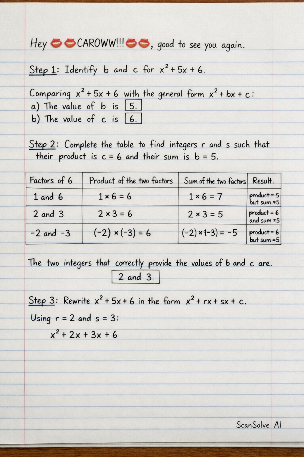 Handwritten step-by-step solution preview