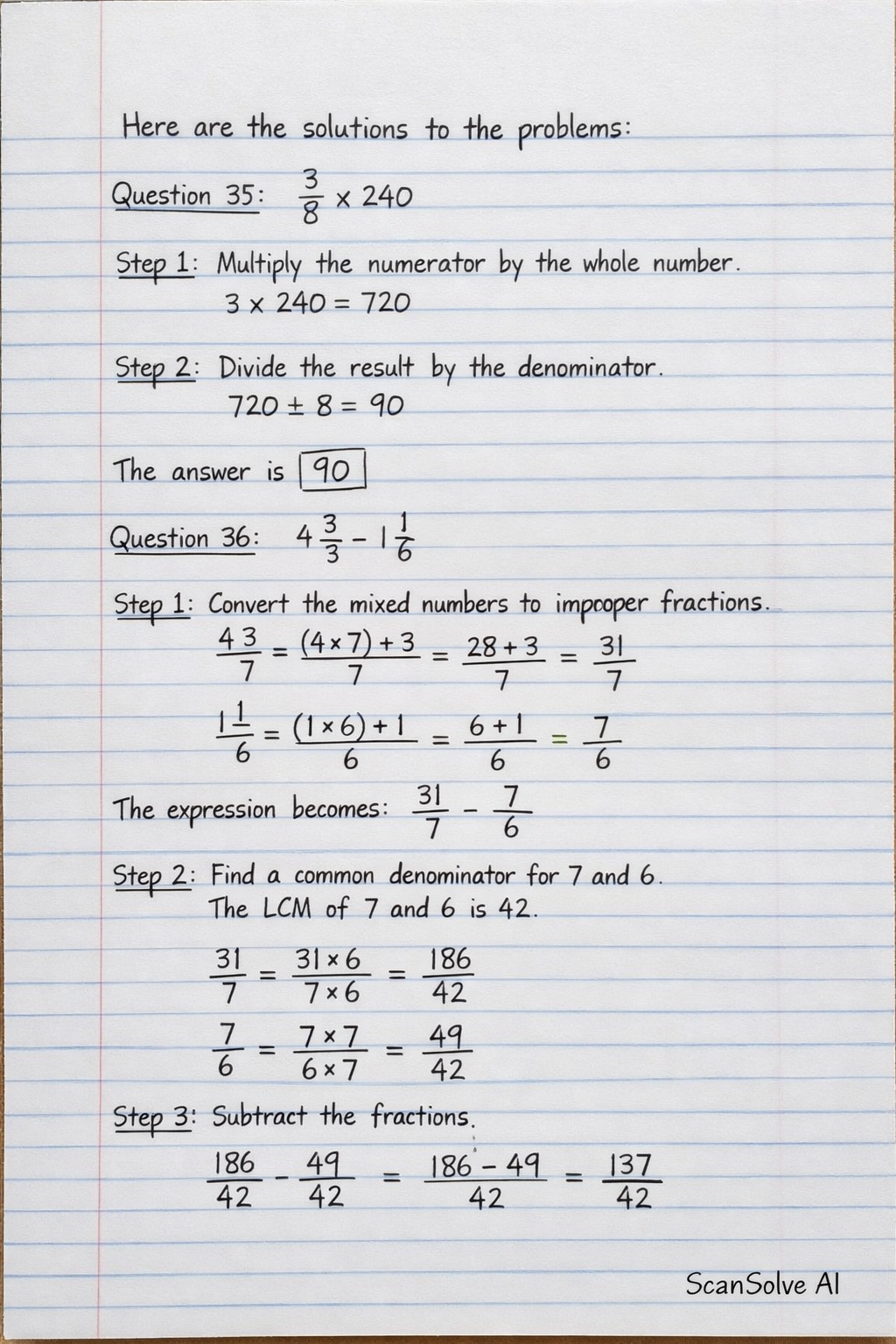 Handwritten step-by-step solution preview