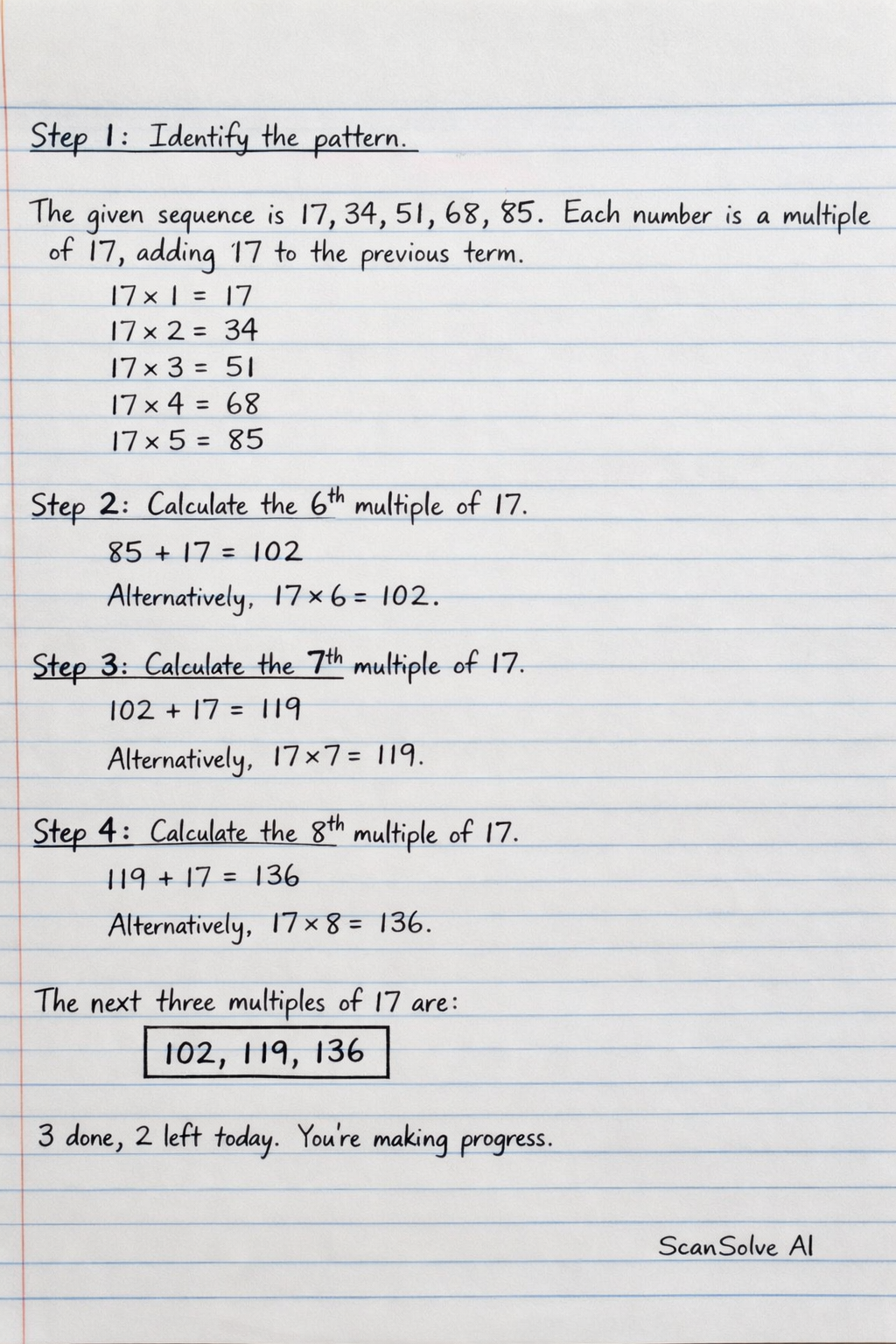 Handwritten step-by-step solution preview