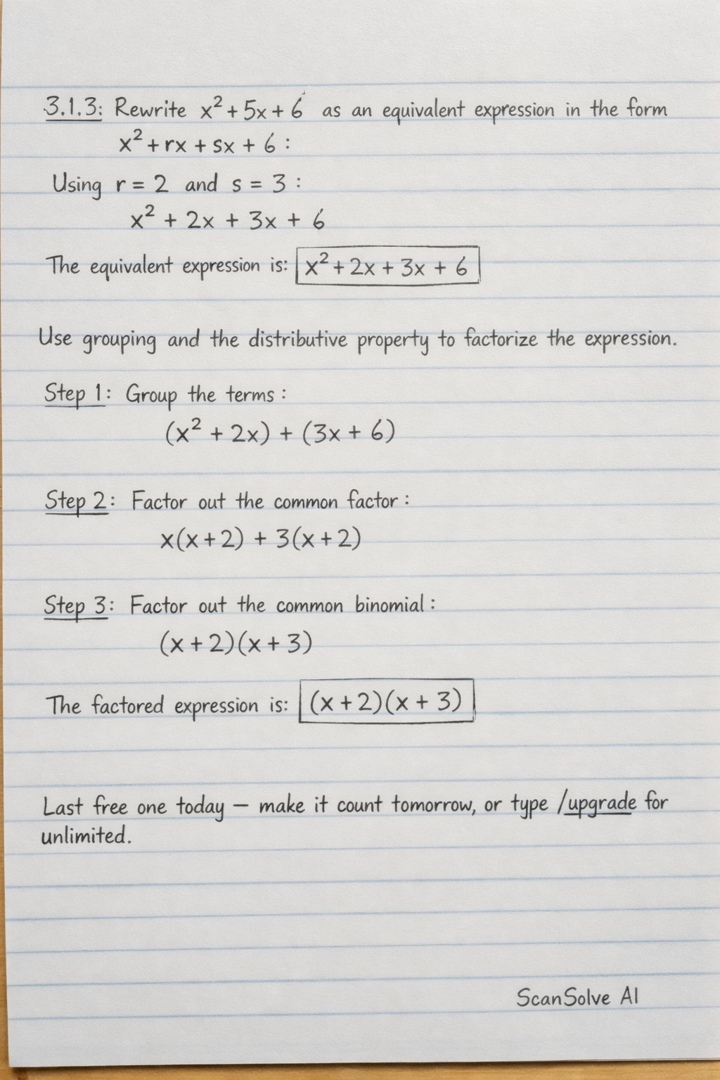 Handwritten step-by-step solution preview