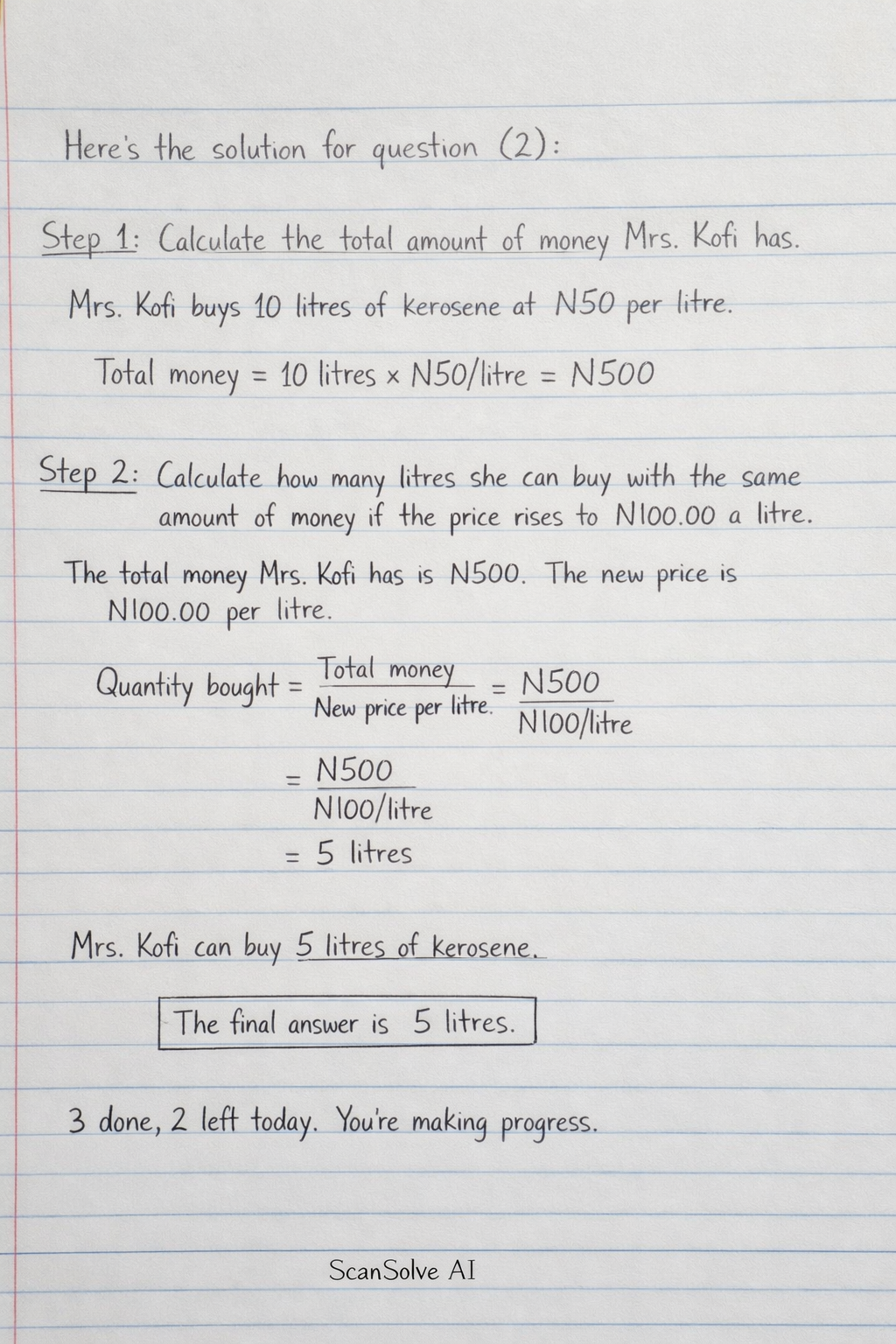 Handwritten step-by-step solution preview