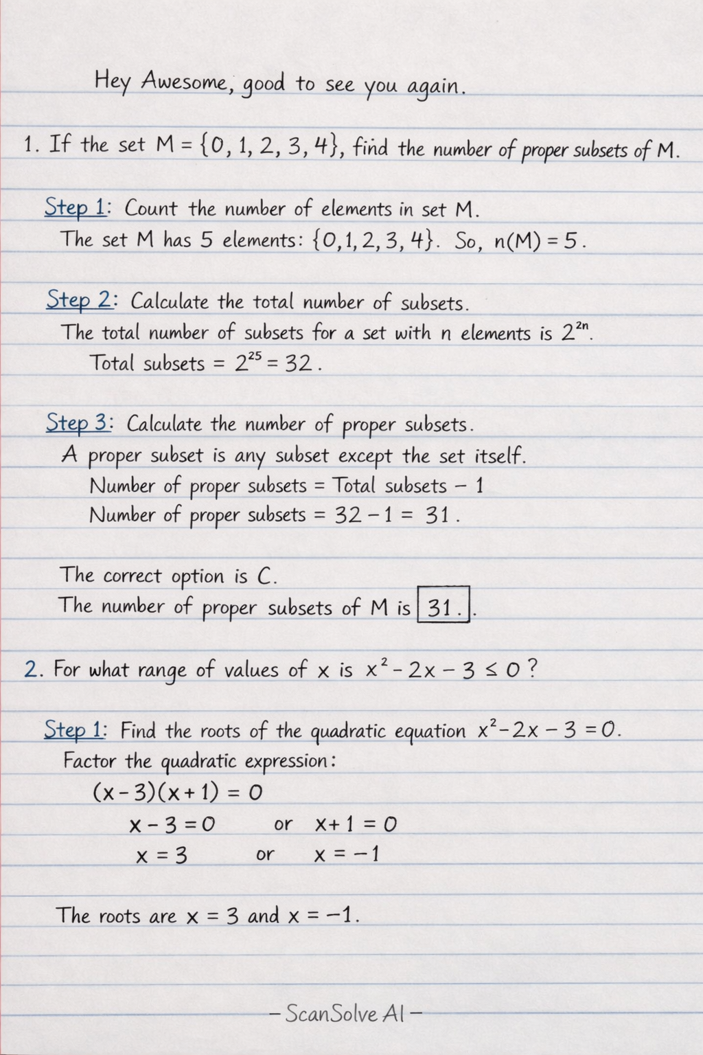 Handwritten step-by-step solution preview