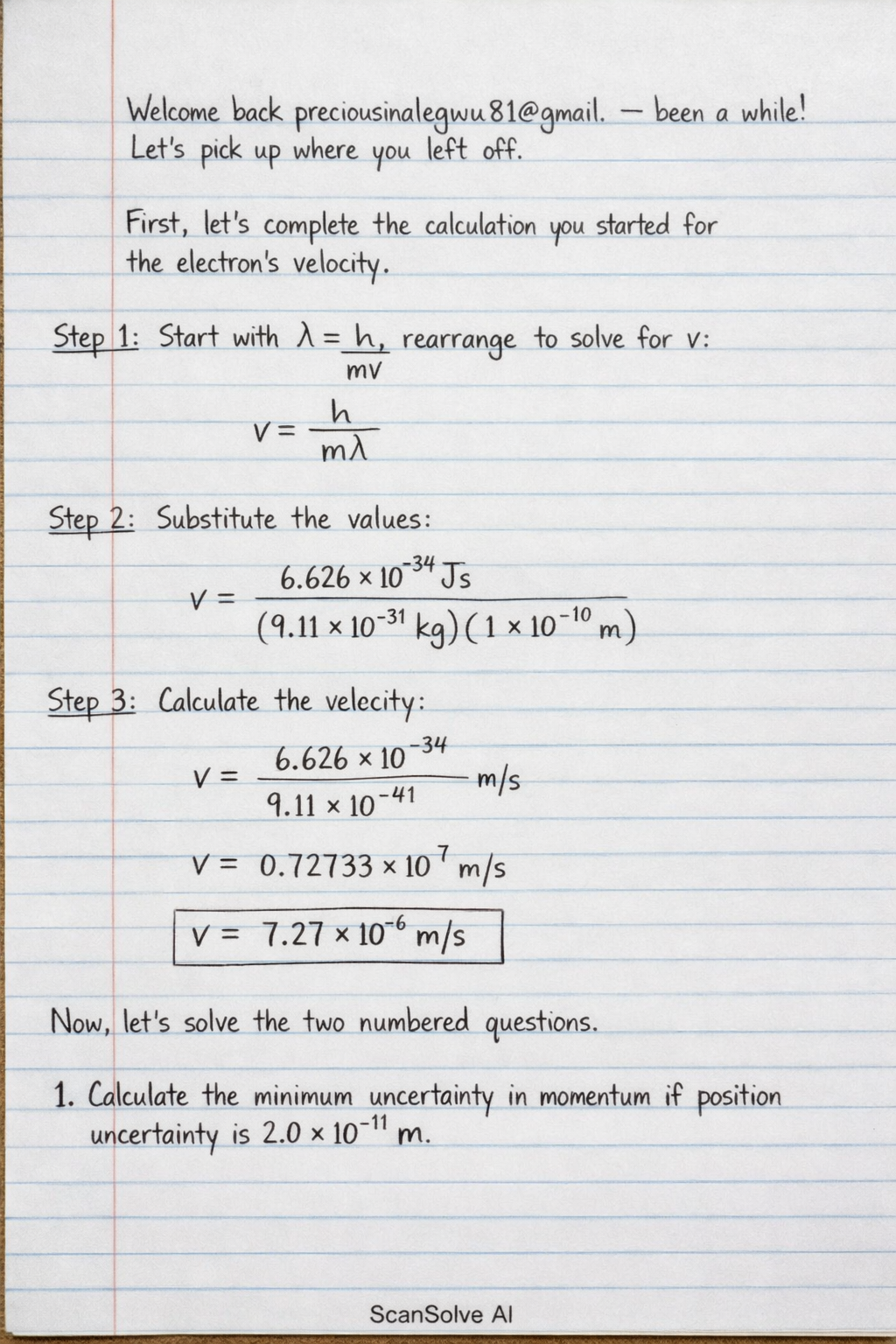 Handwritten step-by-step solution preview