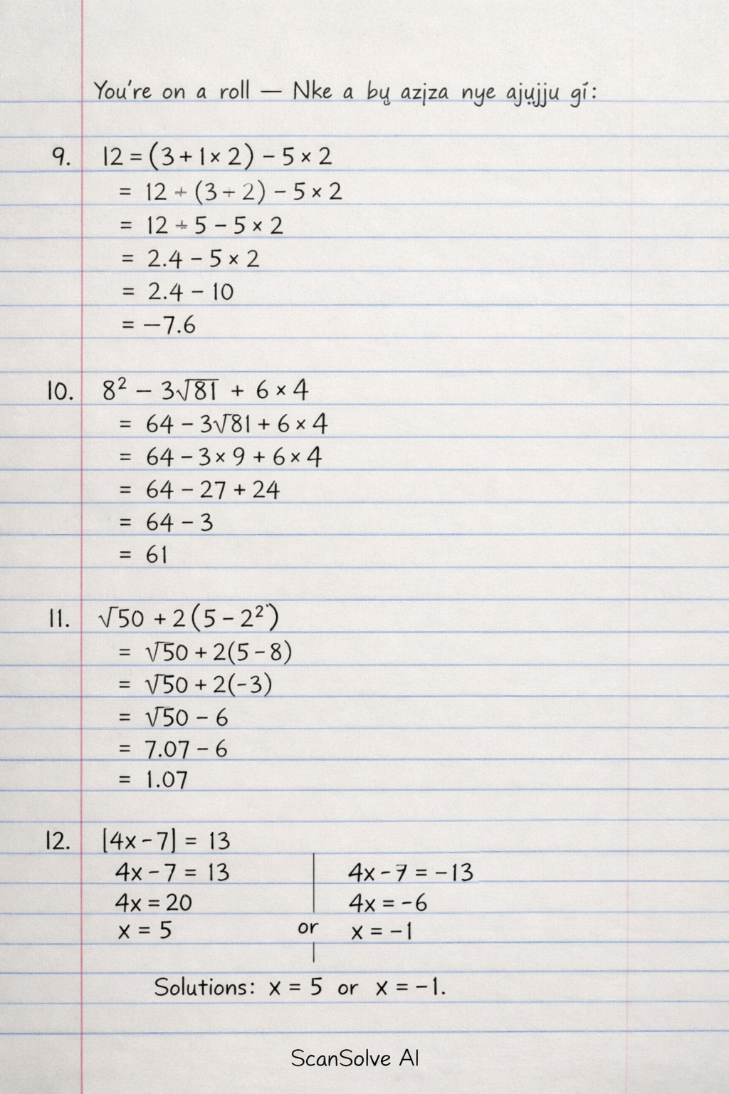 Handwritten step-by-step solution preview