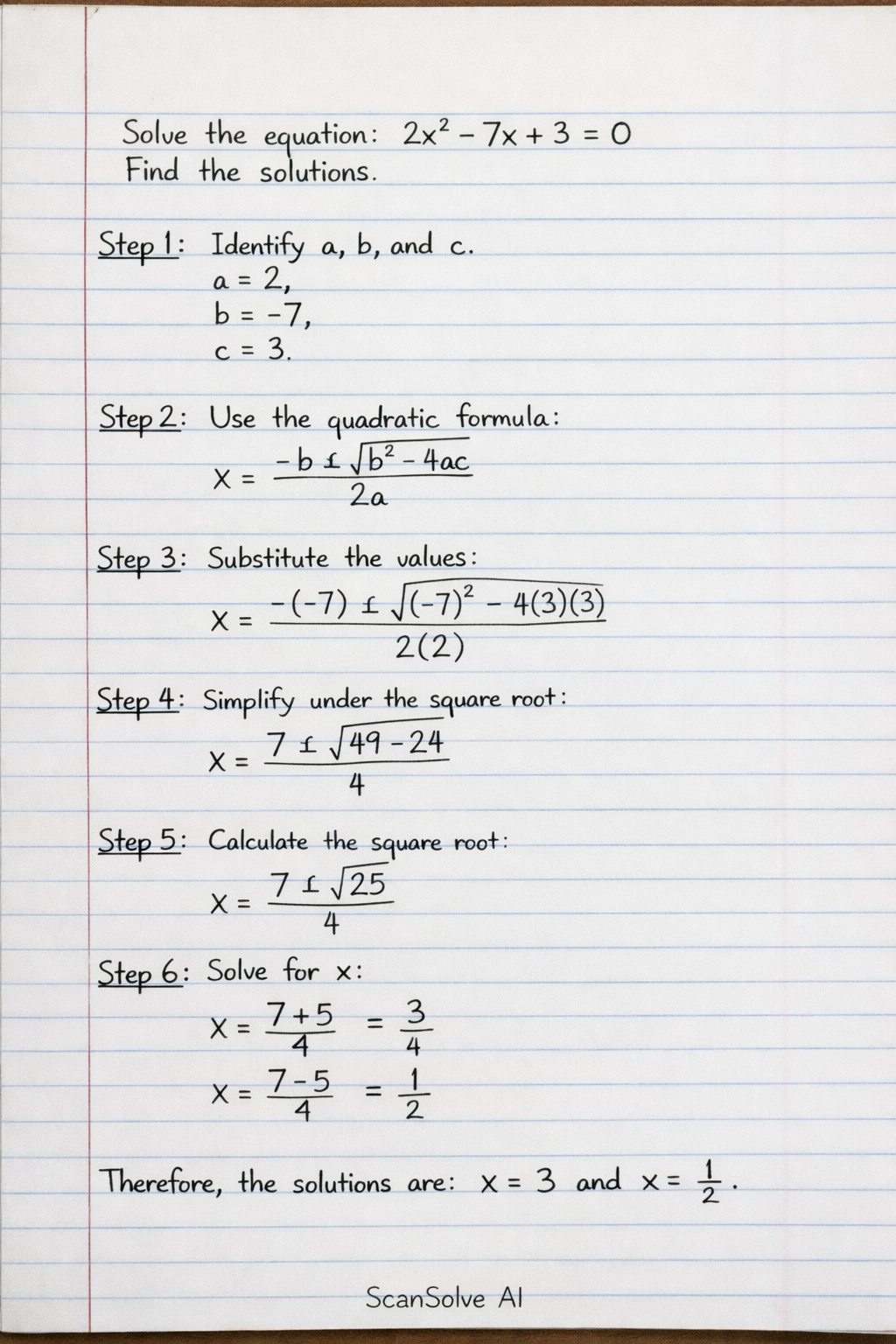 Handwritten step-by-step solution preview