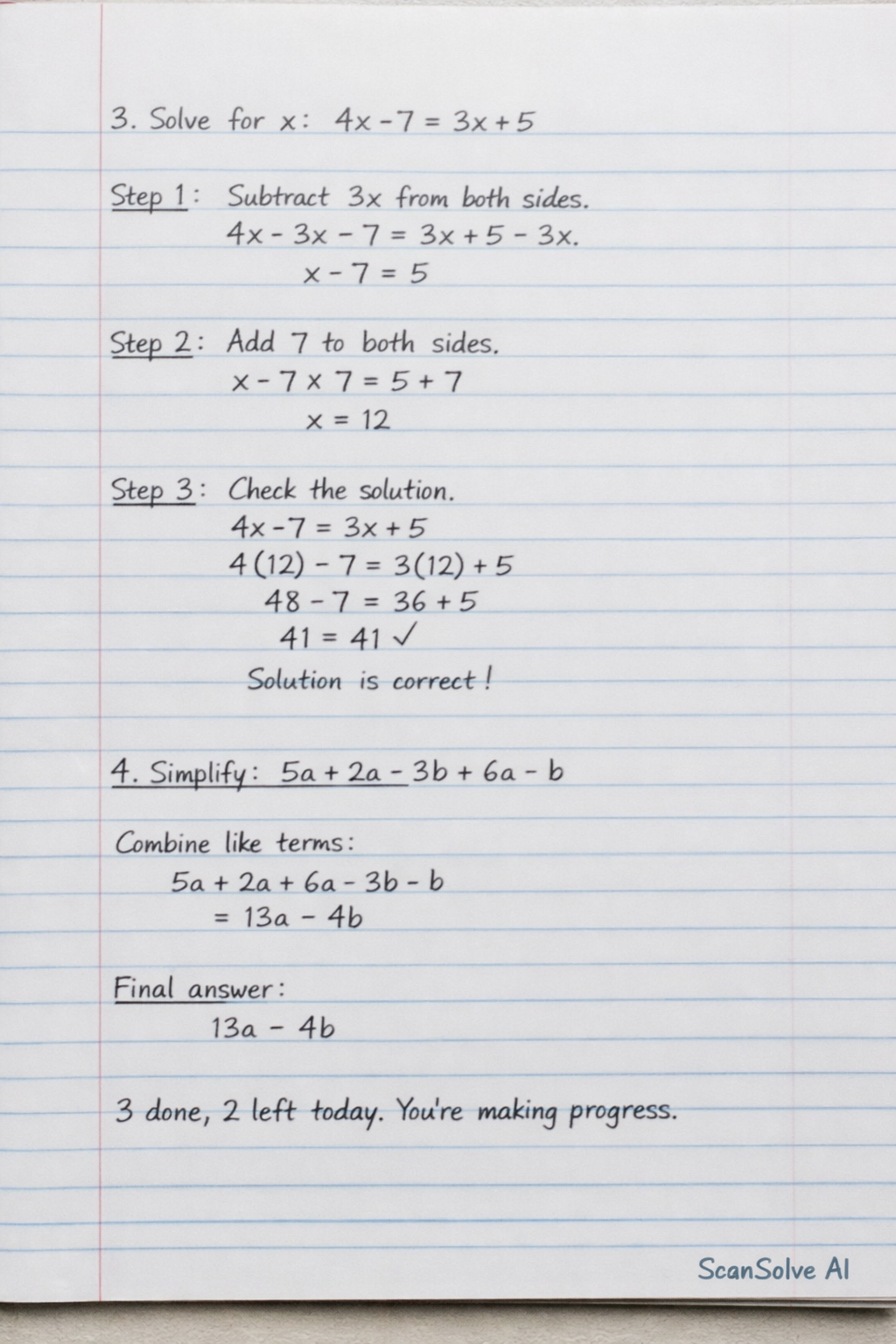 Handwritten step-by-step solution preview