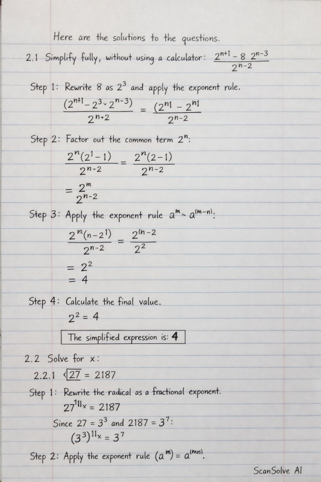 Handwritten step-by-step solution preview