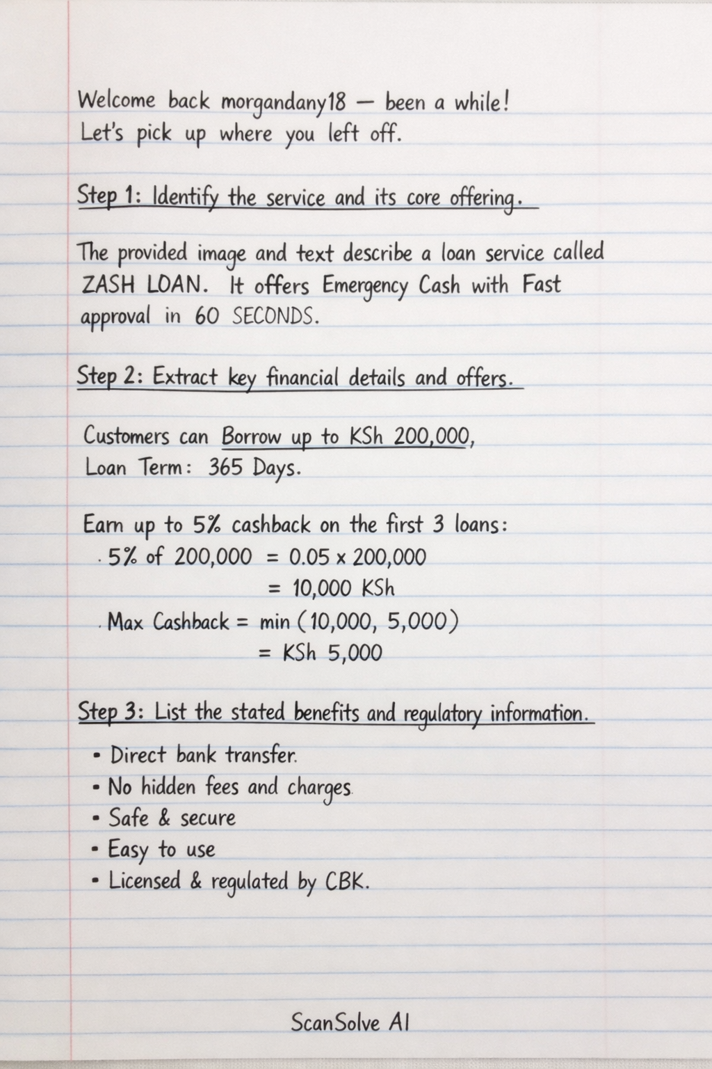 Handwritten step-by-step solution preview