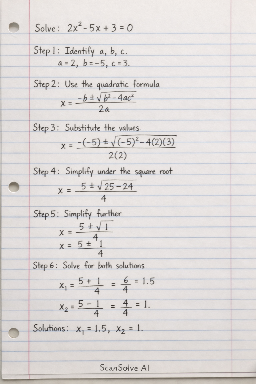 Handwritten step-by-step solution preview