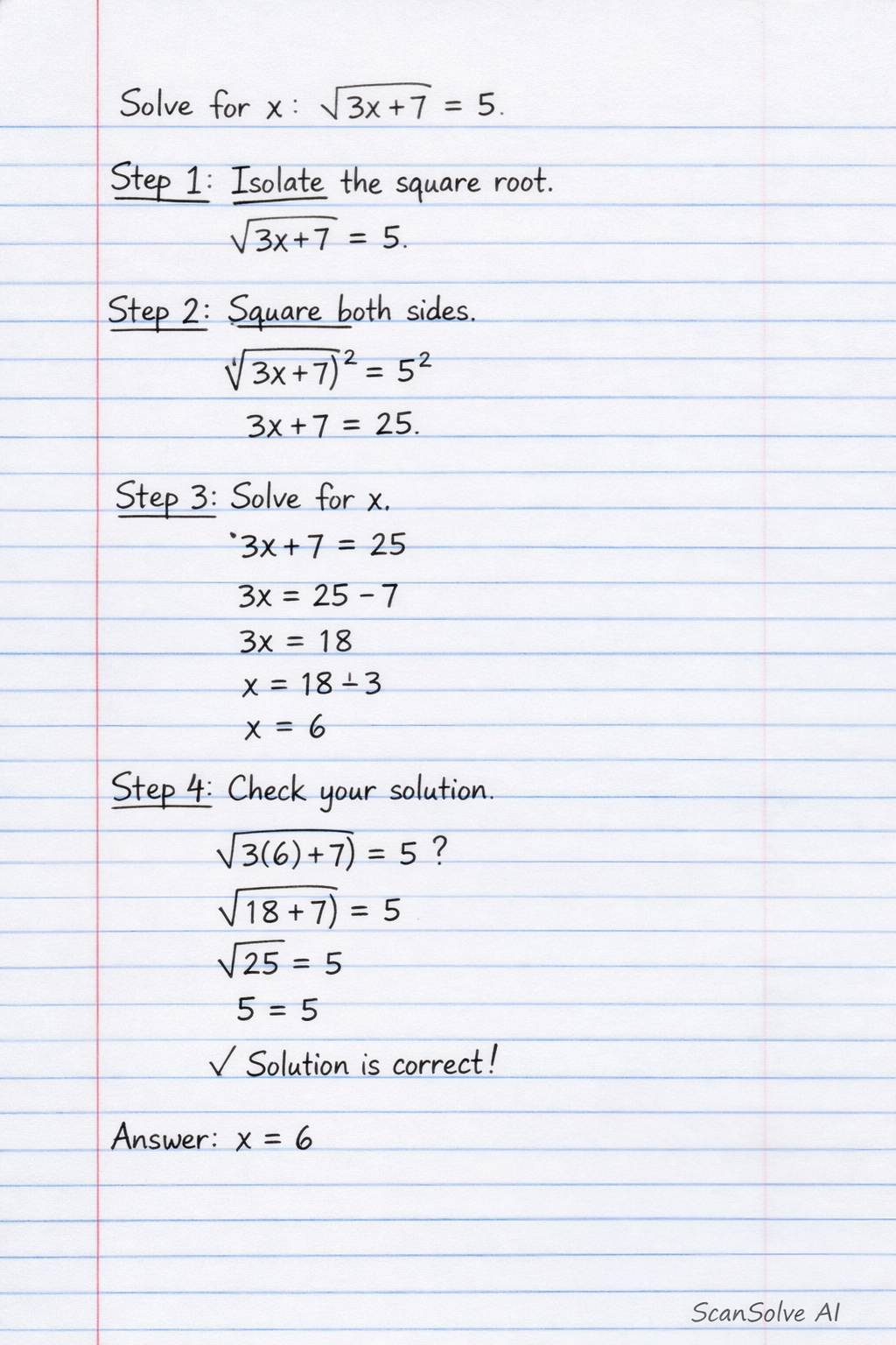 Handwritten step-by-step solution preview