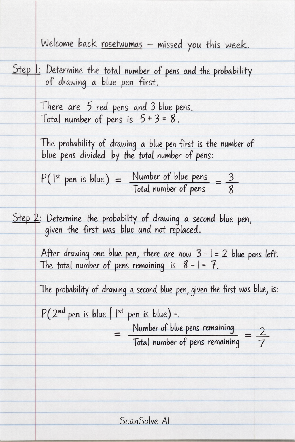 Handwritten step-by-step solution preview