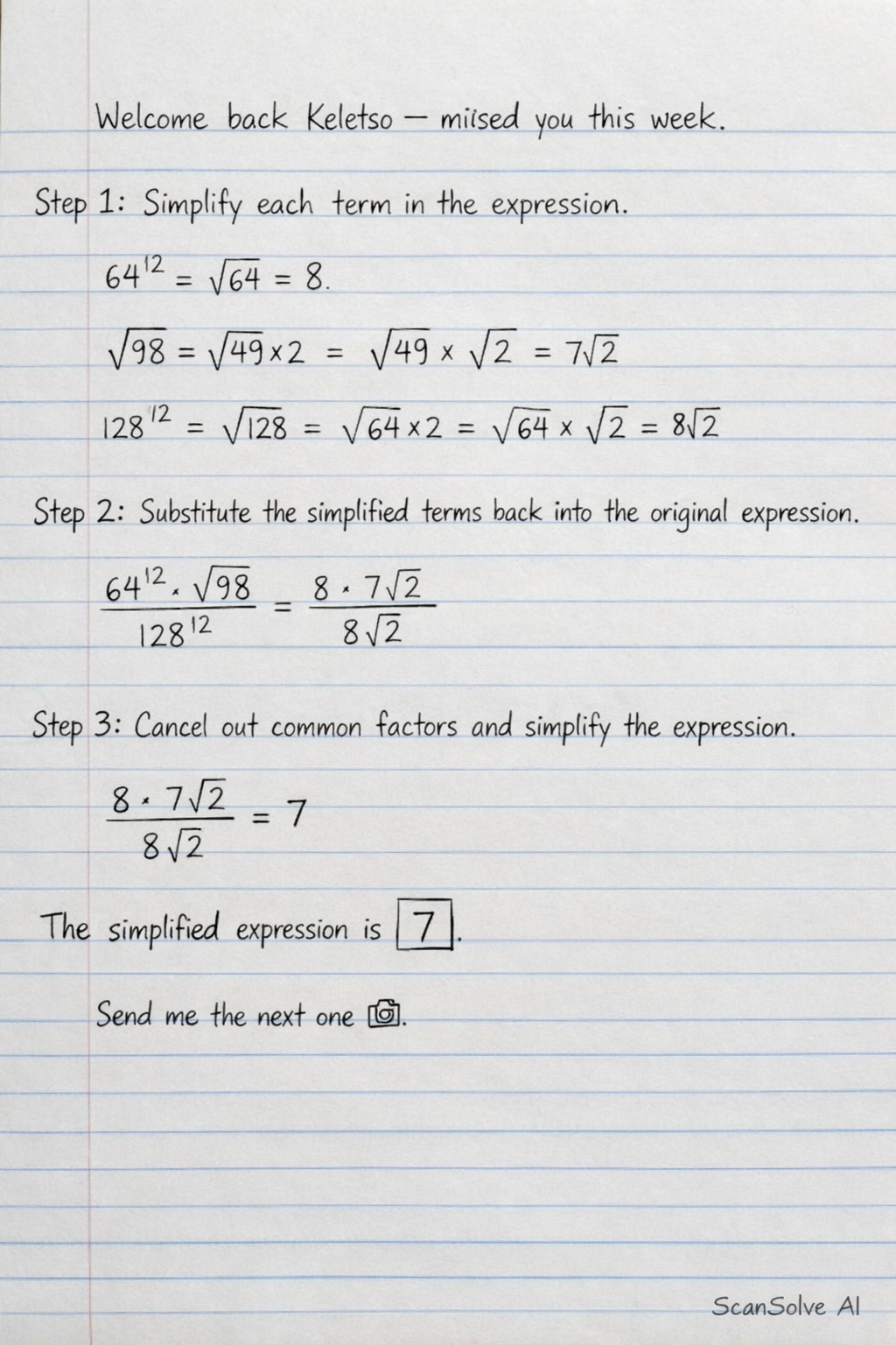 Handwritten step-by-step solution preview