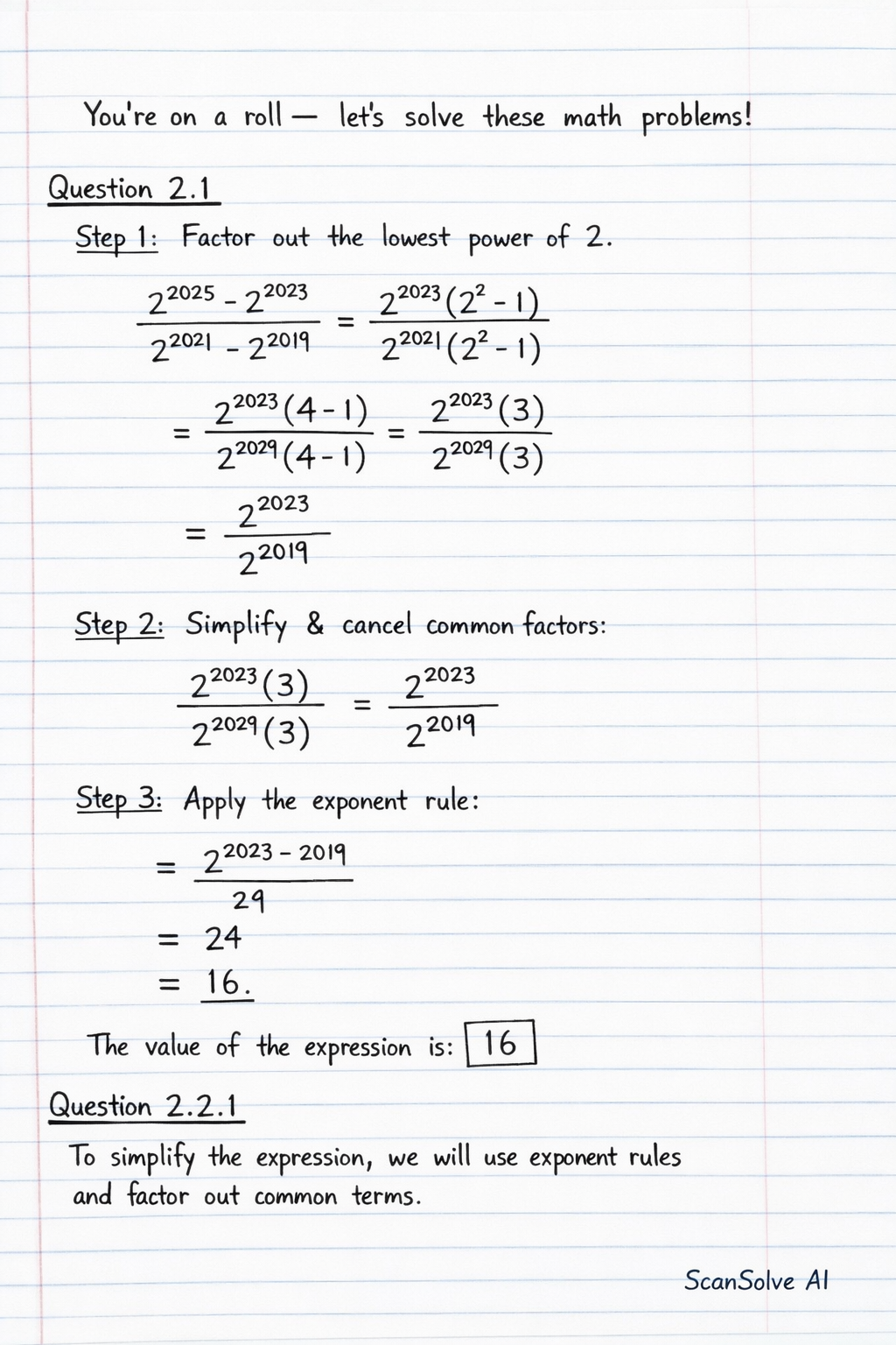 Handwritten step-by-step solution preview