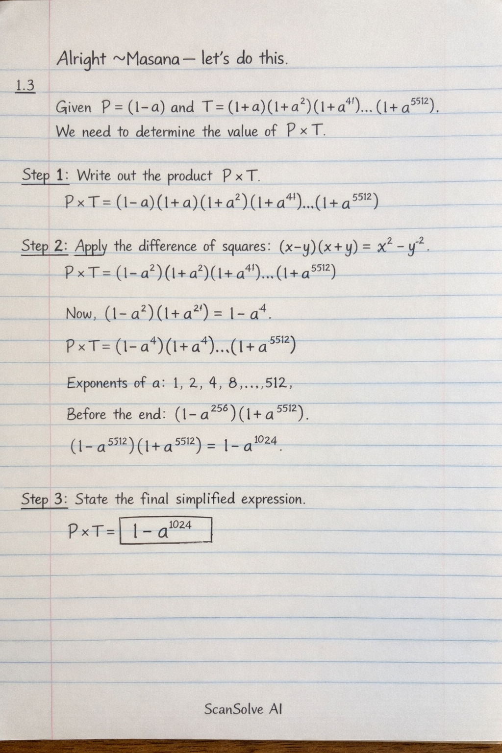 Handwritten step-by-step solution preview