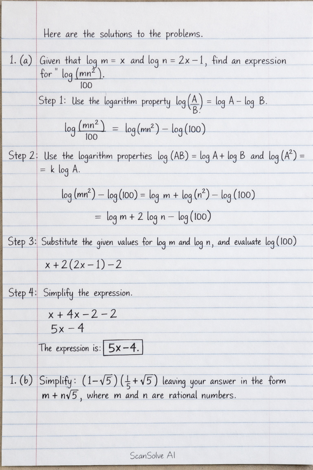 Handwritten step-by-step solution preview