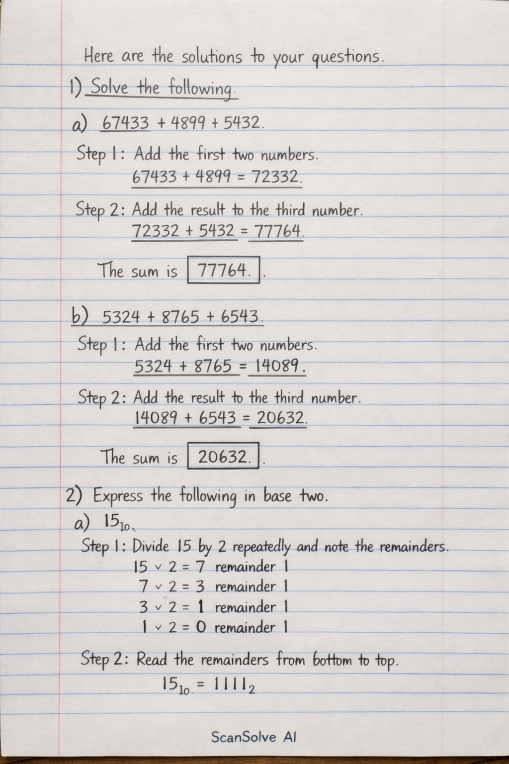 Handwritten step-by-step solution preview