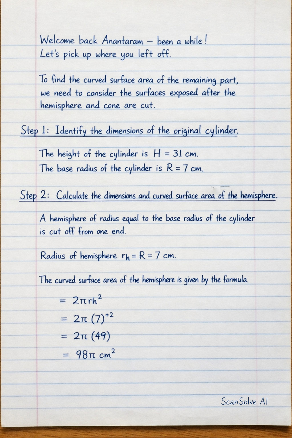 Handwritten step-by-step solution preview