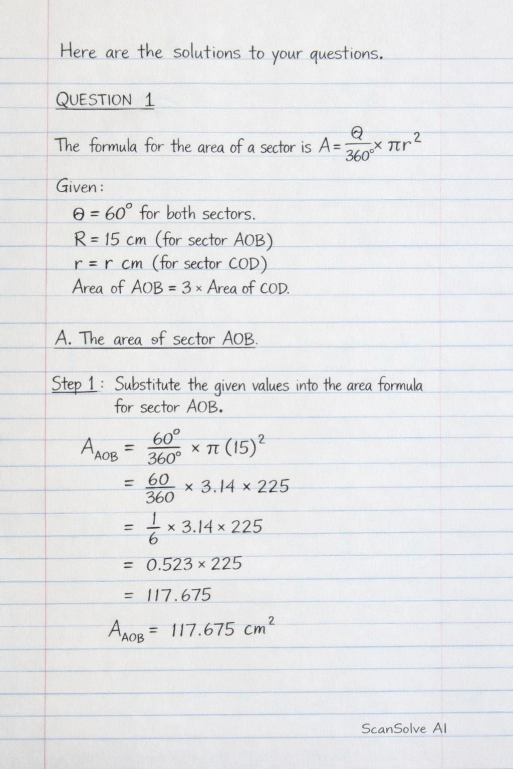 Handwritten step-by-step solution preview