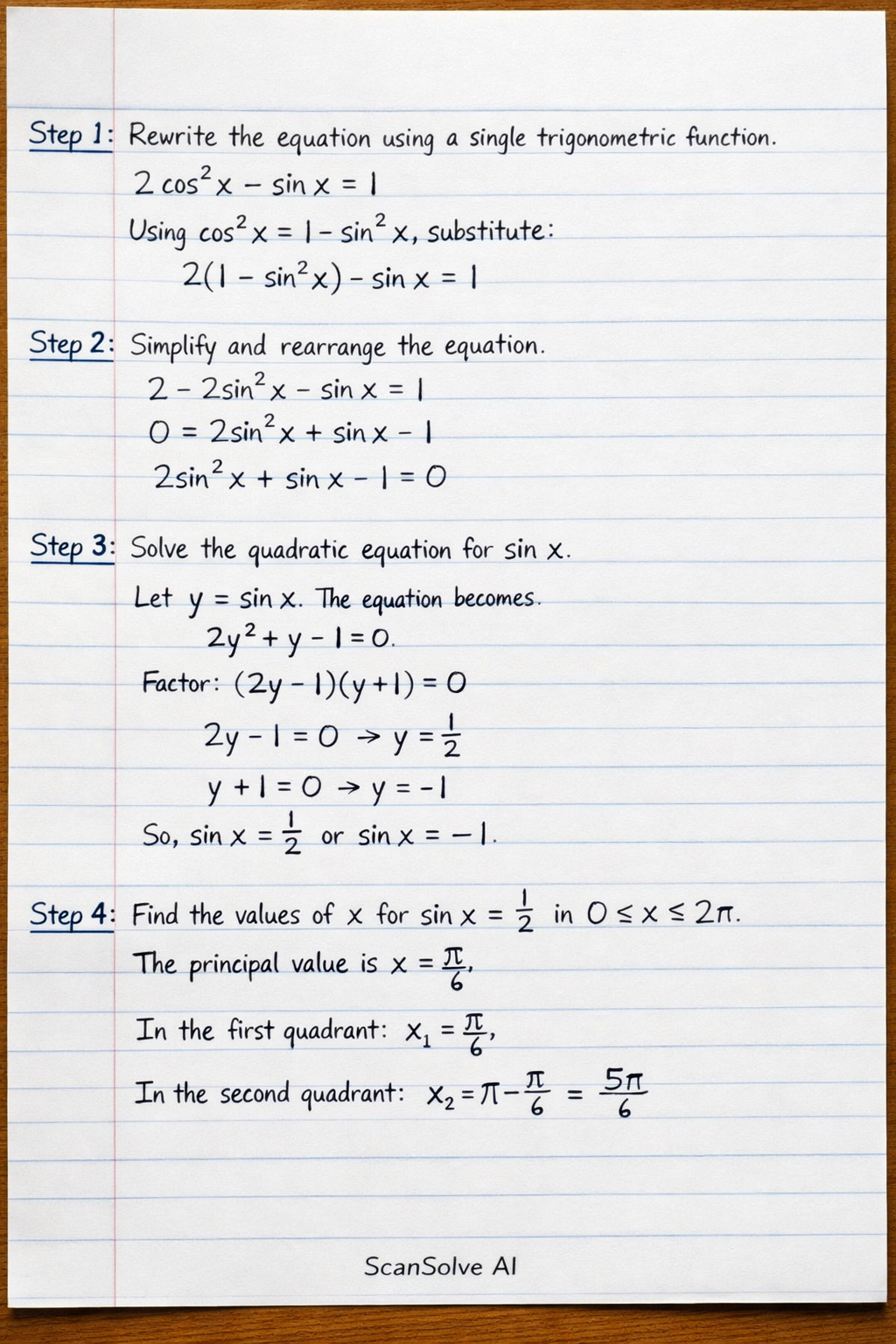 Handwritten step-by-step solution preview