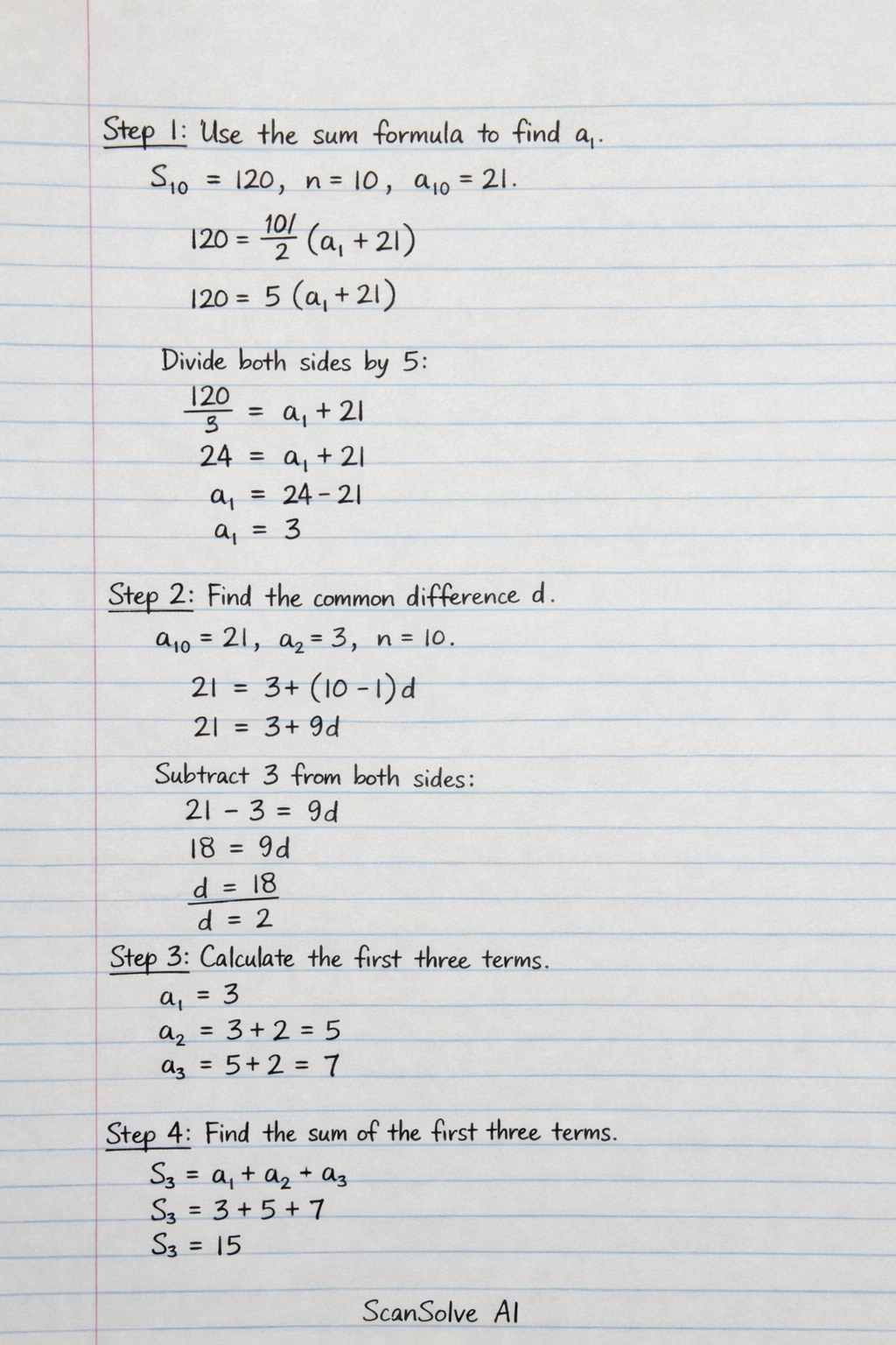 Handwritten step-by-step solution preview