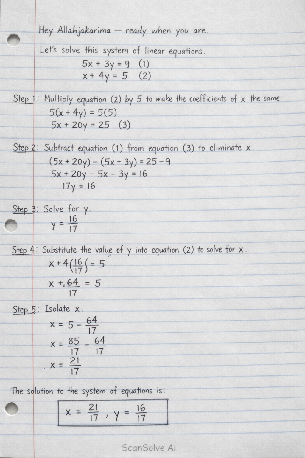 Handwritten step-by-step solution preview