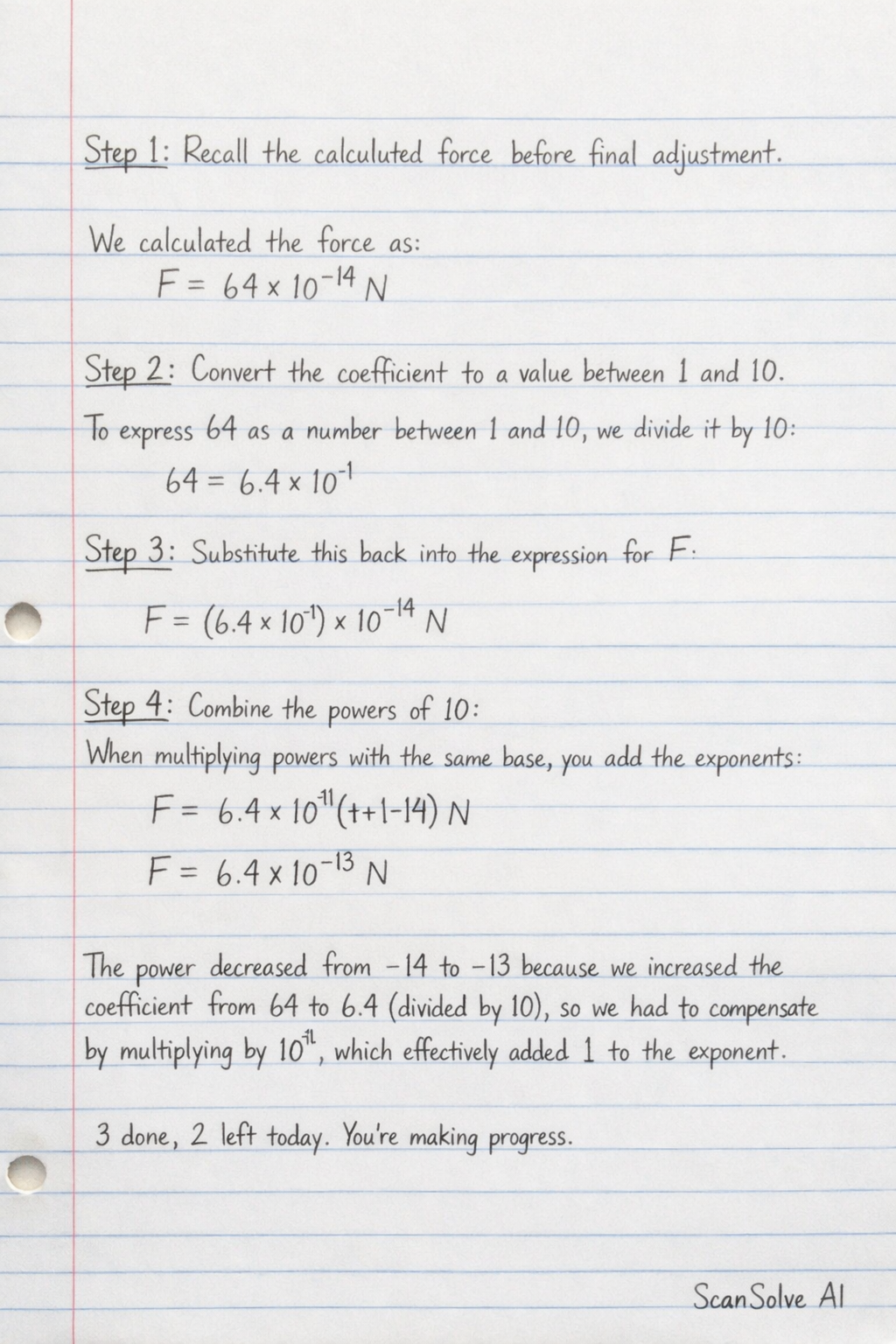 Handwritten step-by-step solution preview
