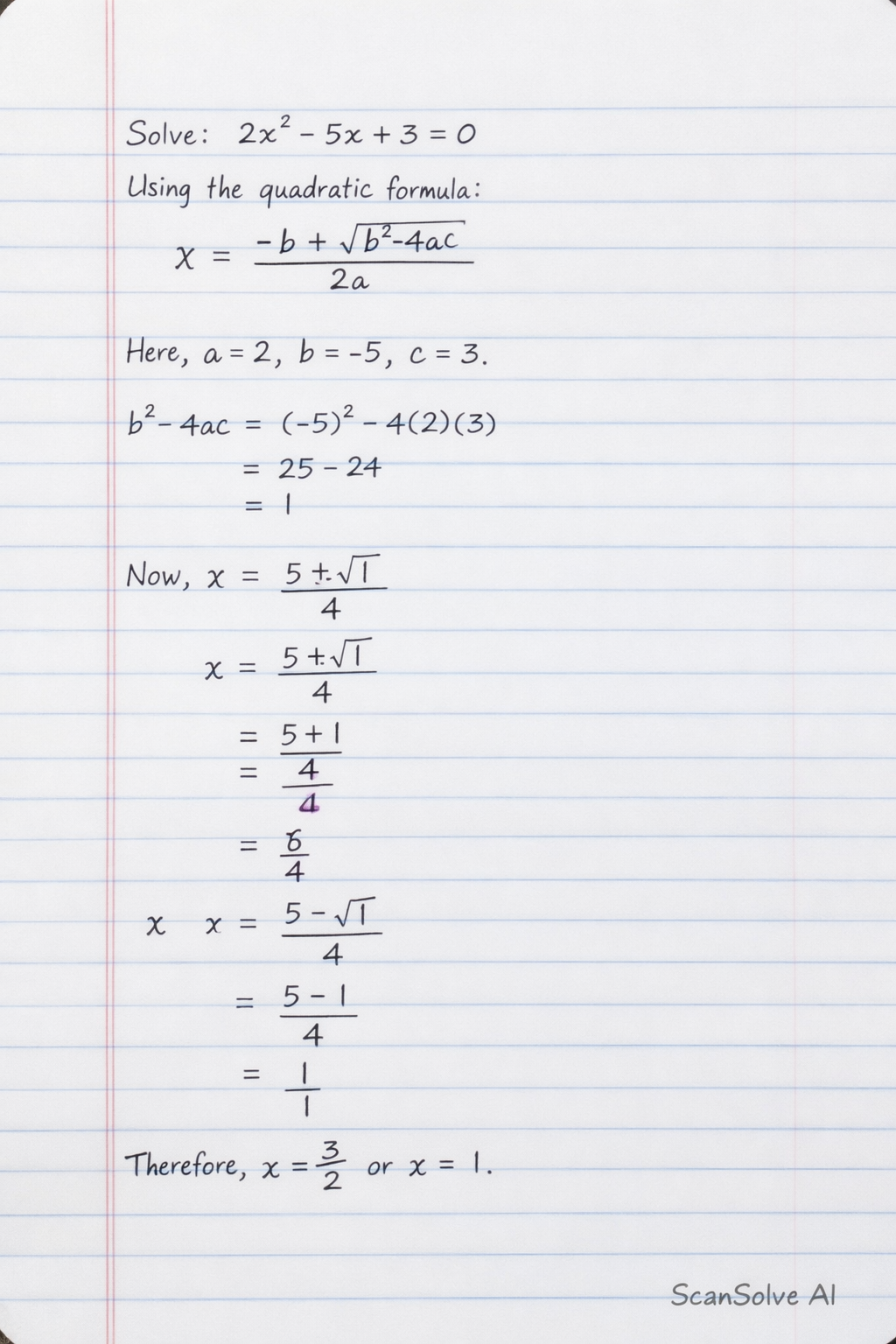 Handwritten step-by-step solution preview