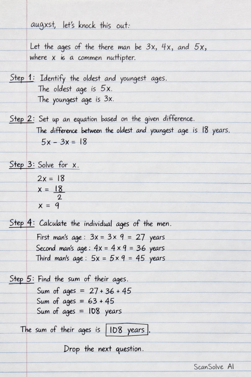 Handwritten step-by-step solution preview