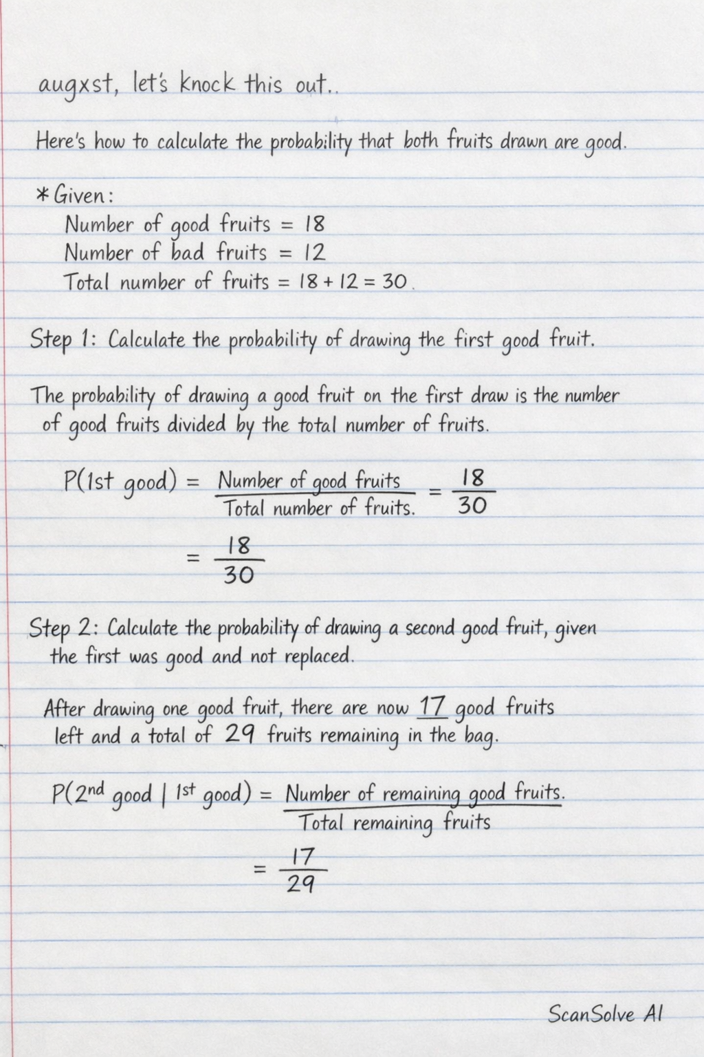 Handwritten step-by-step solution preview