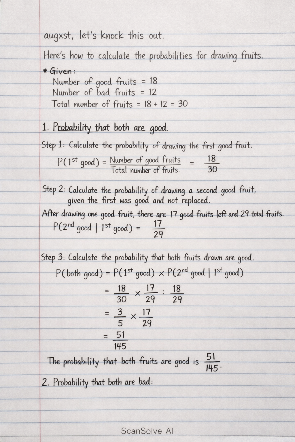 Handwritten step-by-step solution preview
