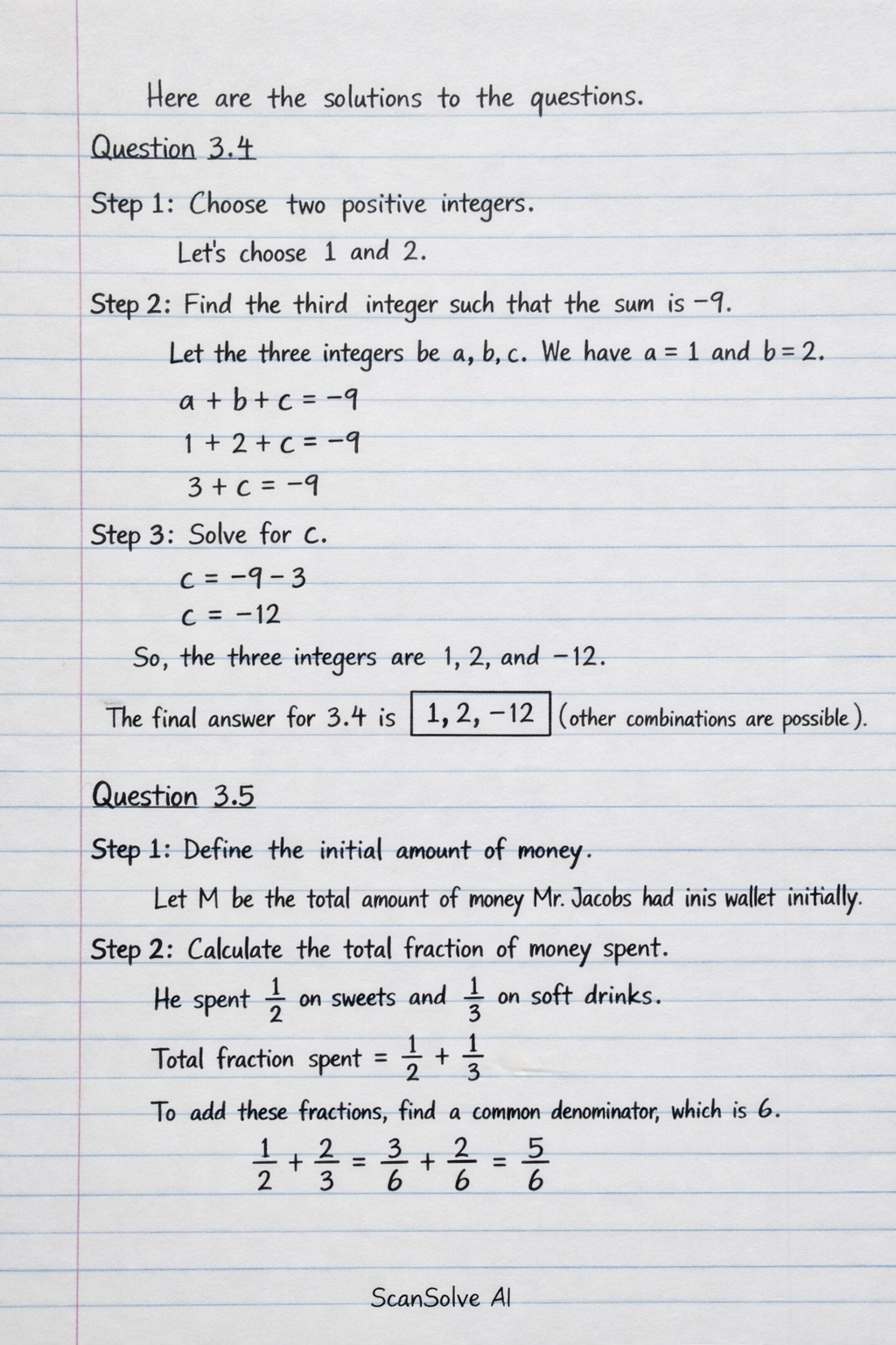 Handwritten step-by-step solution preview