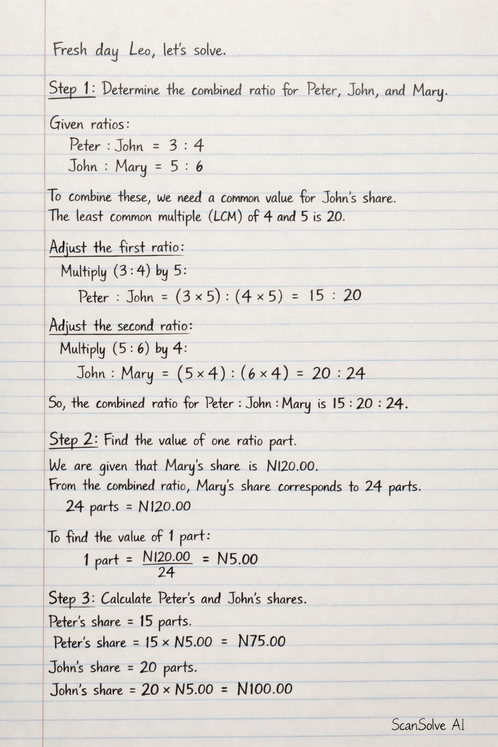 Handwritten step-by-step solution preview