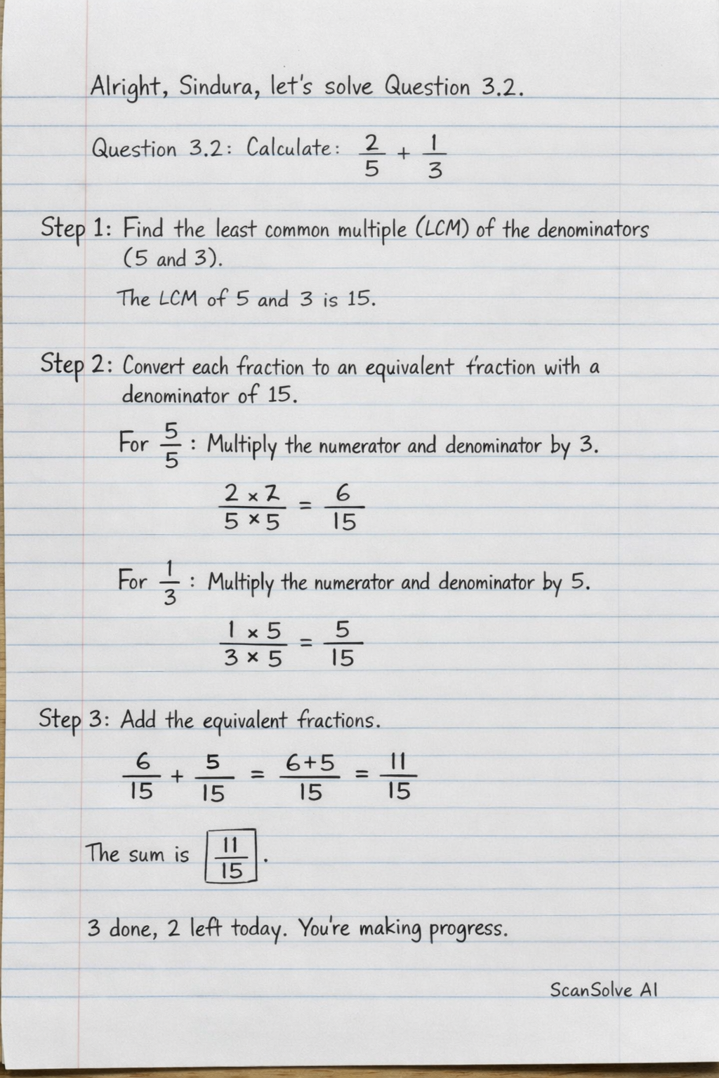 Handwritten step-by-step solution preview