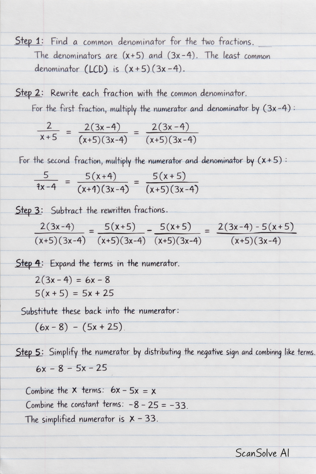 Handwritten step-by-step solution preview