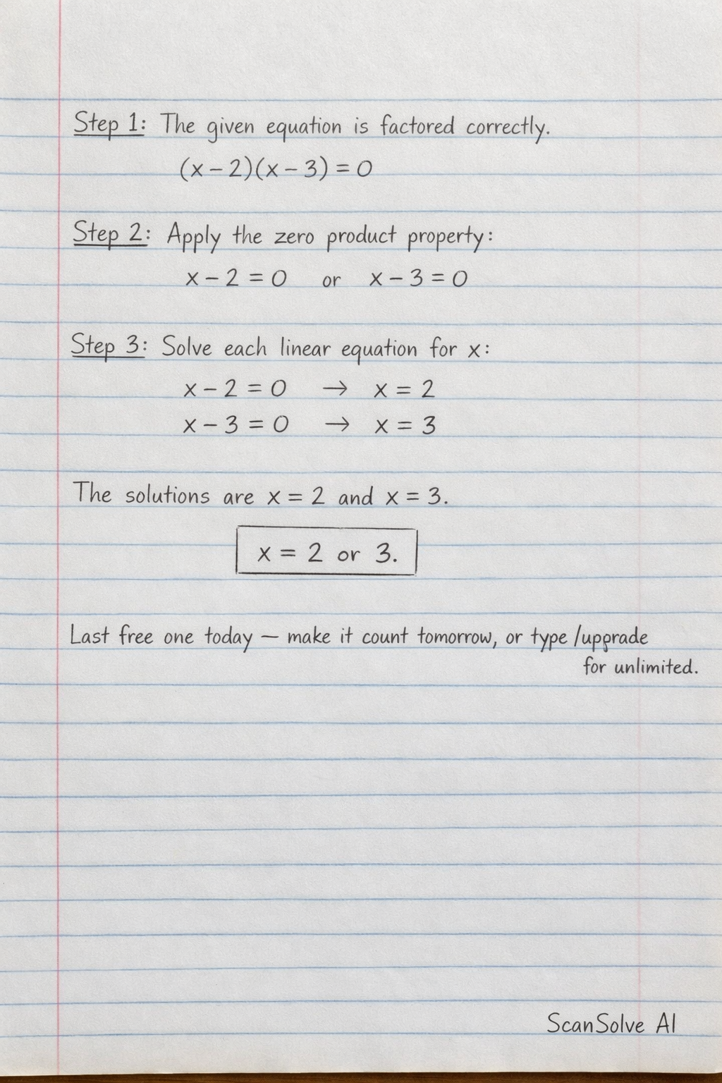 Handwritten step-by-step solution preview