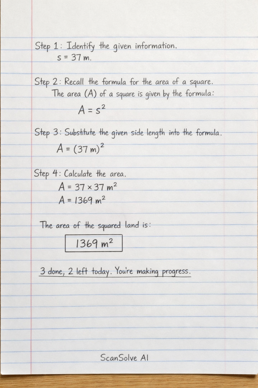 Handwritten step-by-step solution preview