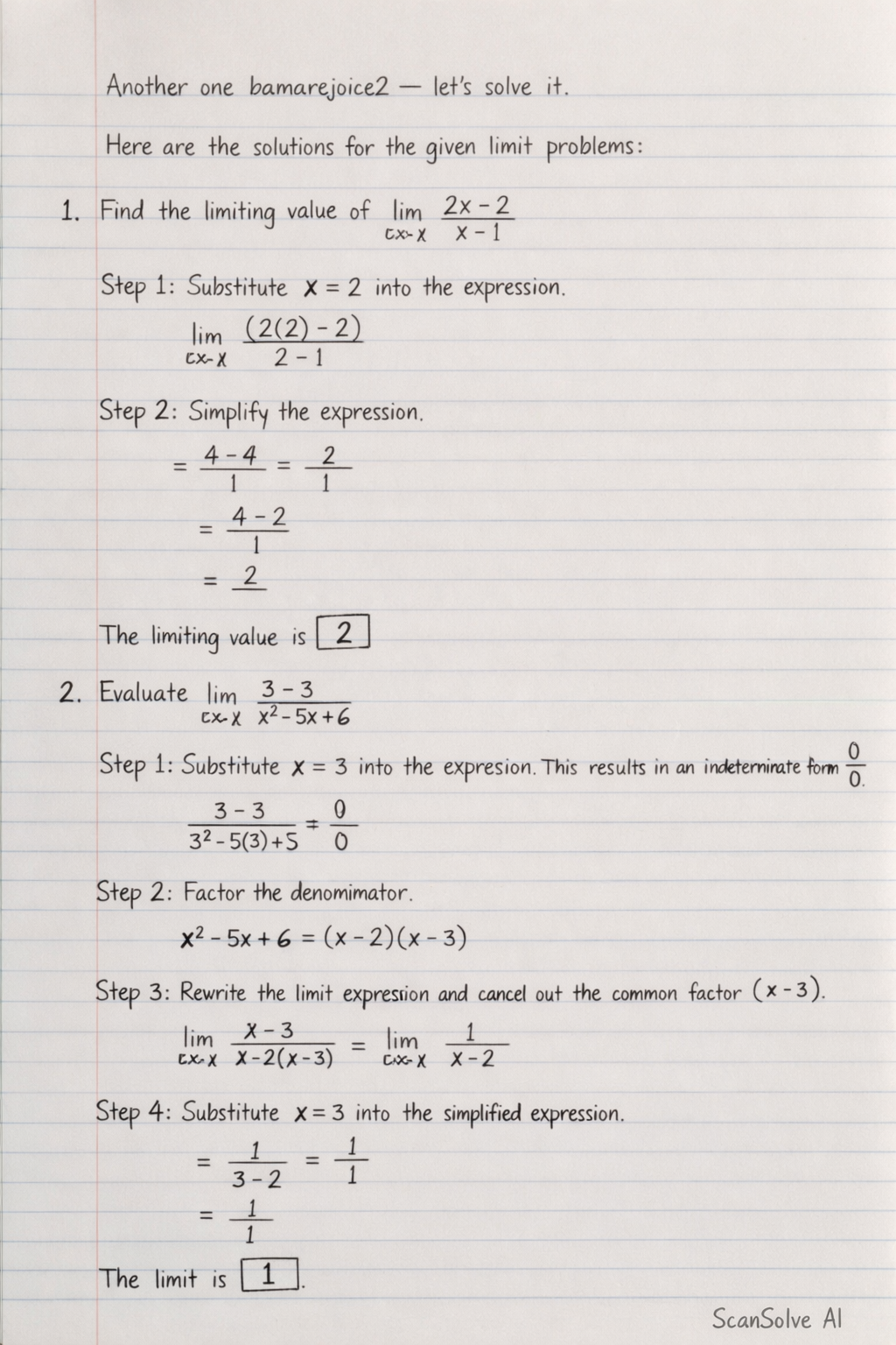 Handwritten step-by-step solution preview