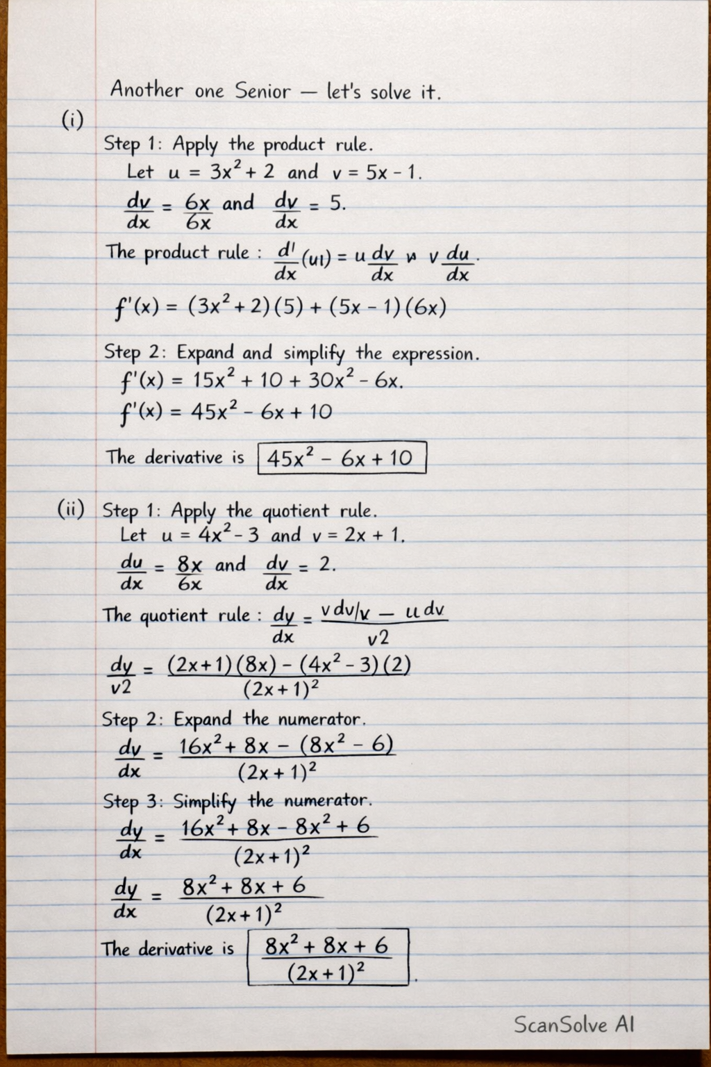 Handwritten step-by-step solution preview