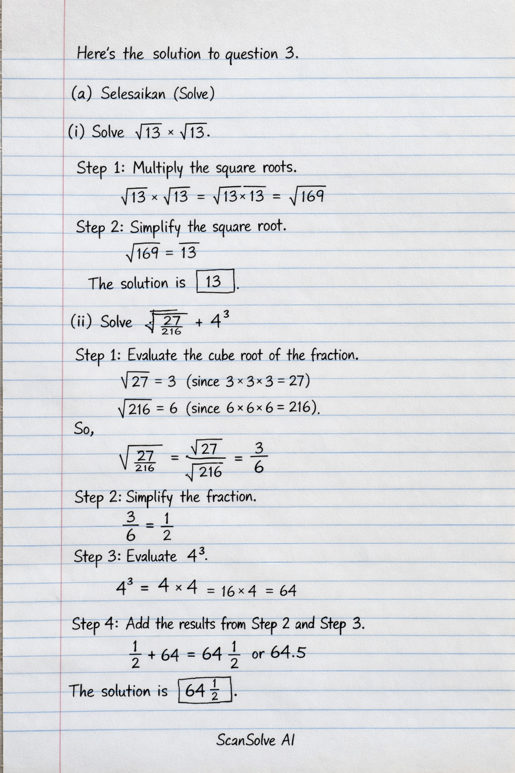 Handwritten step-by-step solution preview